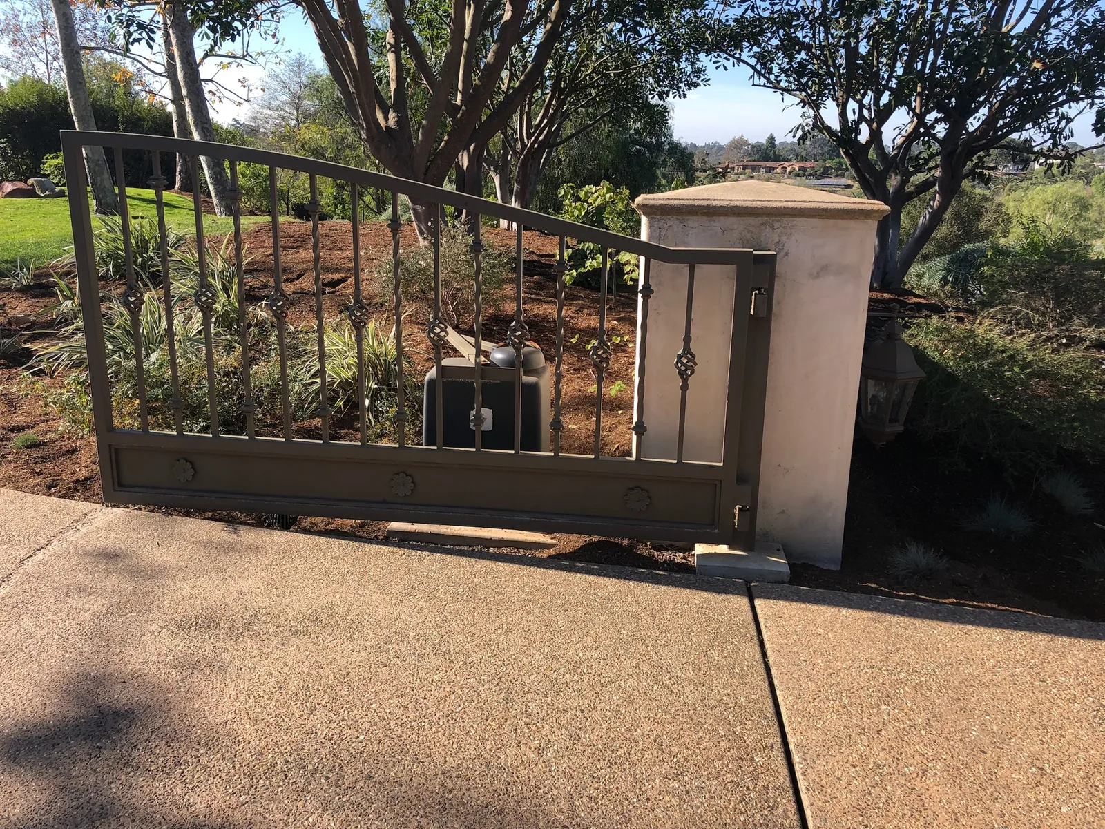 Ornamental gate with intercom system in San Diego County