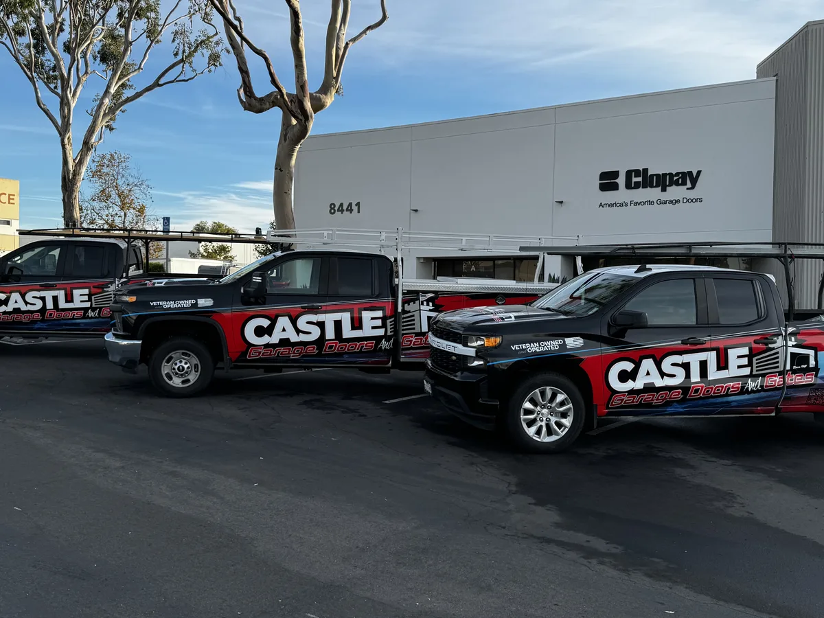 Castle Garage Doors and Gates service trucks
